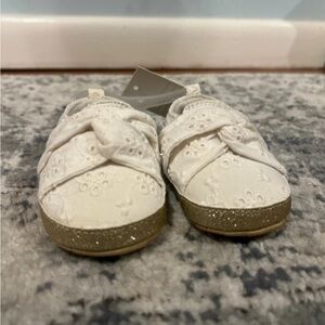 Cat & Jack White Baby Shoes with Gold Accents